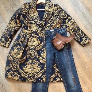 Jacquard Jacket ~ quilted tapestry Gold and Blue